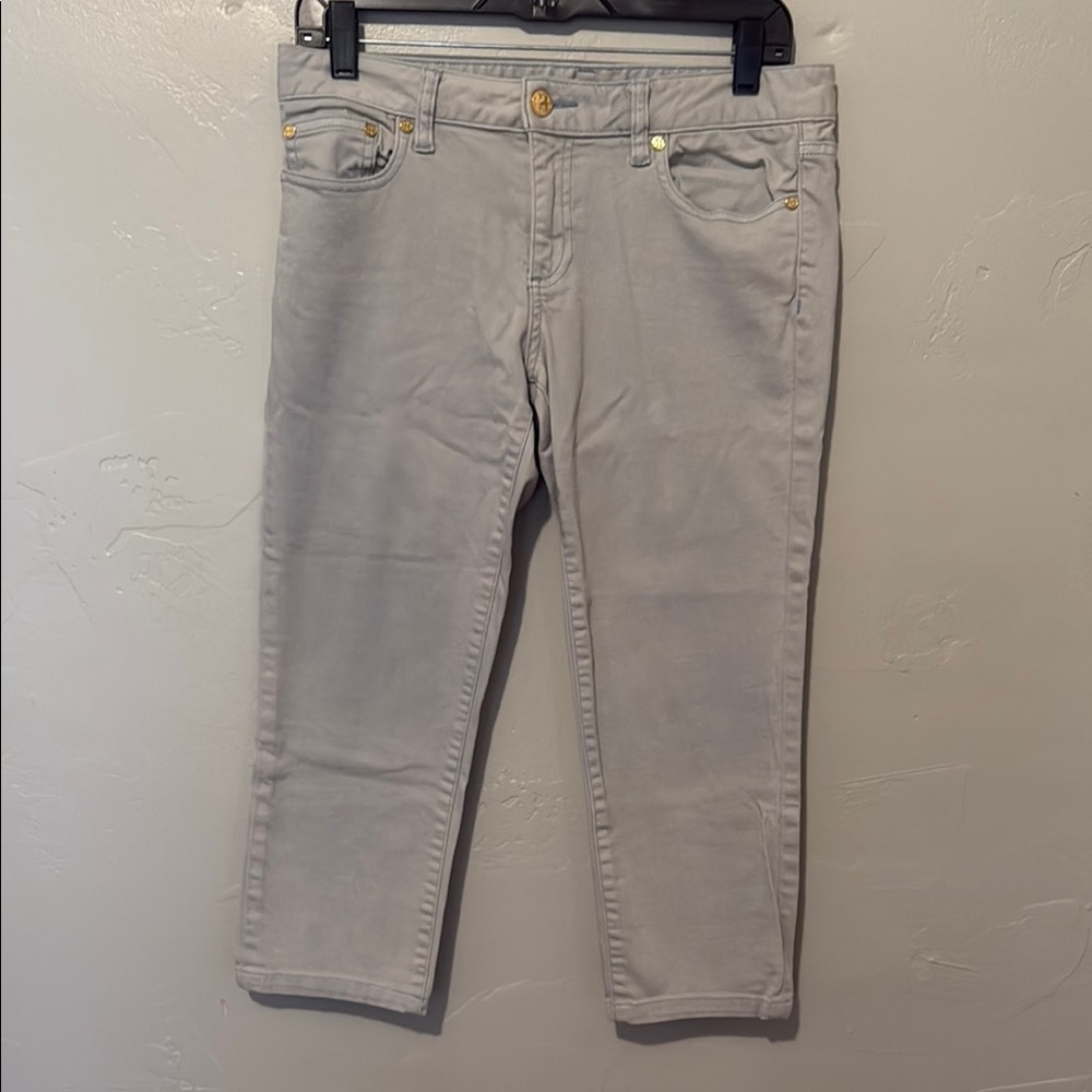 Tory Burch Alexa Cropped Skinny Light Gray Ankle Jeans 29